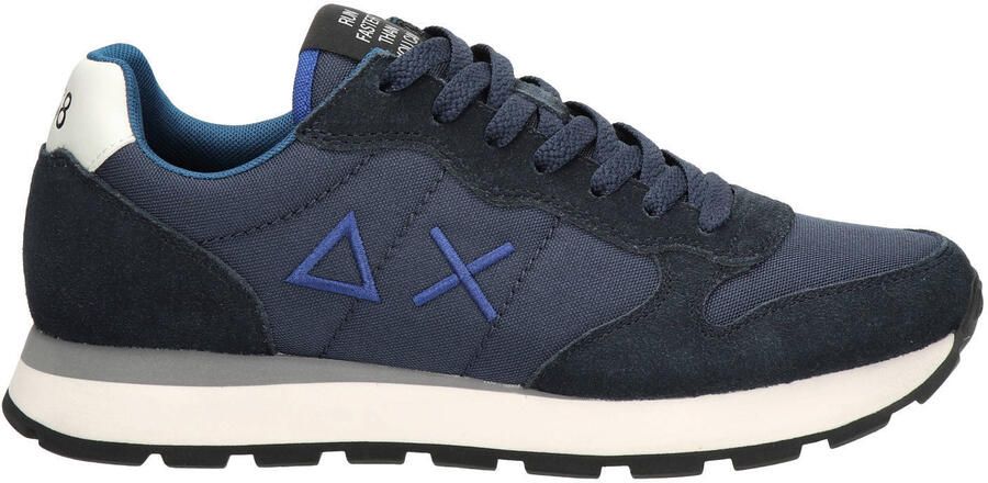 SUN68 Tom Solid suède sneakers met logo donkerblauw
