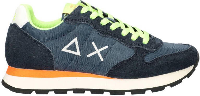 SUN68 Tom Fluo suède sneakers donkerblauw