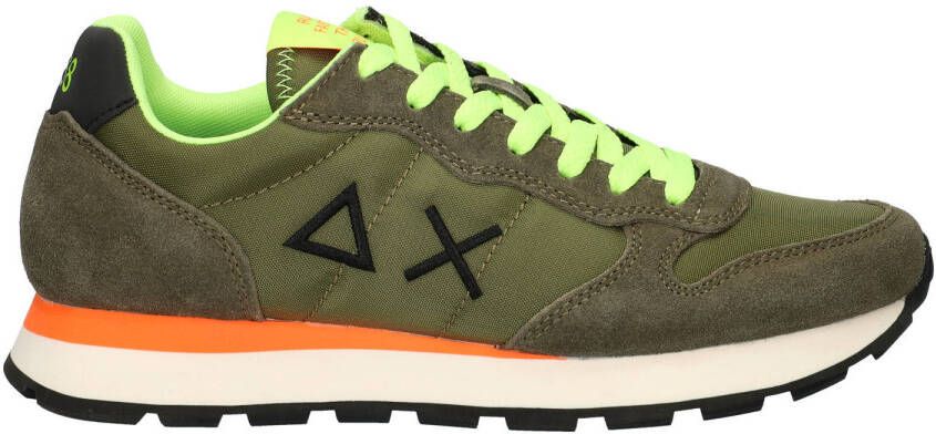 SUN68 Tom Fluo suède sneakers olijfgroen