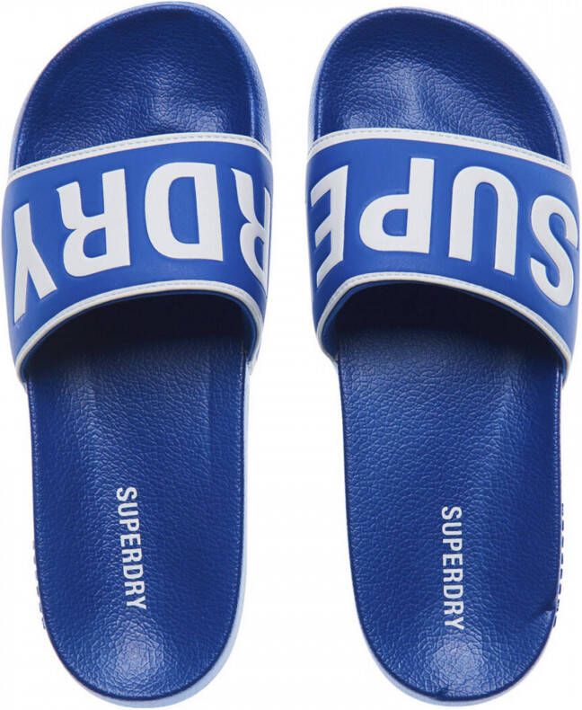 Superdry Sport Code Core Pool Slide badslippers kobaltblauw wit