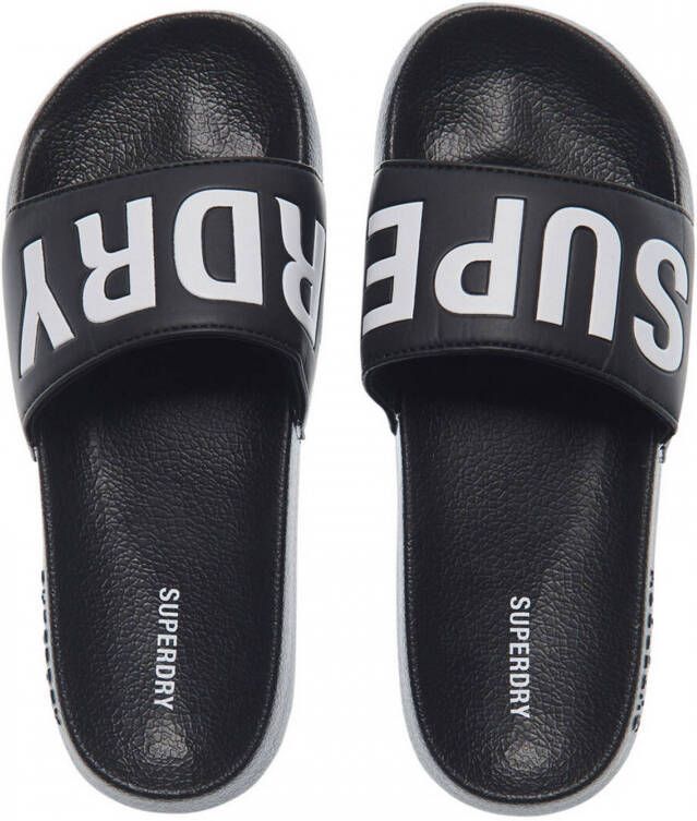 Superdry Sport Code Core Pool Slide badslippers zwart wit