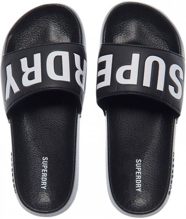 Superdry Sport Code Core Pool Slide badslippers zwart wit
