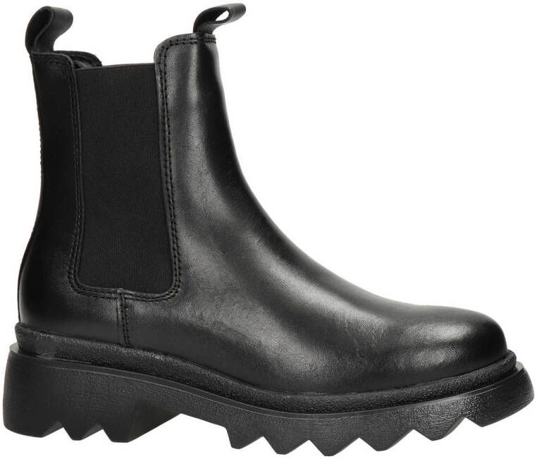 Tamaris chunky leren chelsea boots zwart