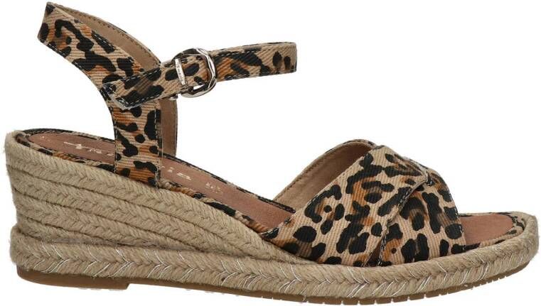 Tamaris espadrilles met panterprint beige zwart