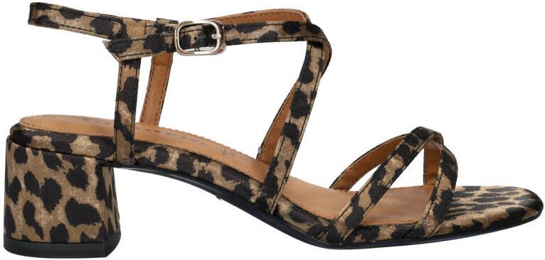 Tamaris sandalettes met panterprint beige zwart