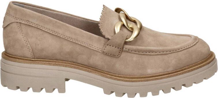 Tamaris suède loafers met ketting beige