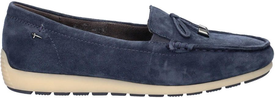 Tamaris comfort suède mocassins blauw