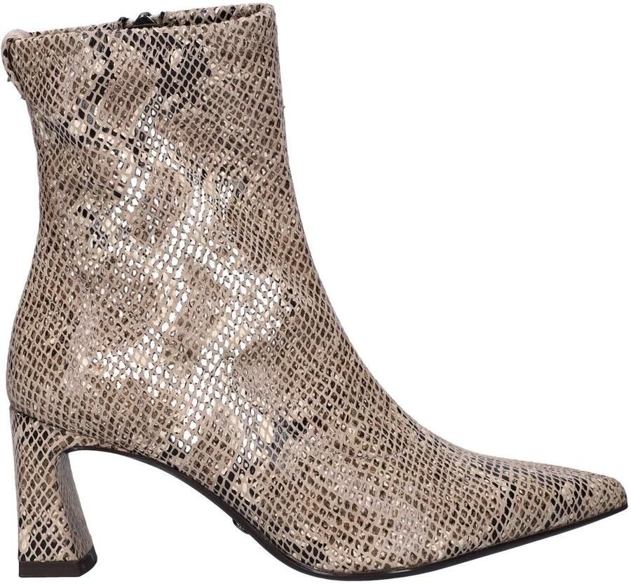 Tamaris enkellaarzen met blokhak en dierenprint beige