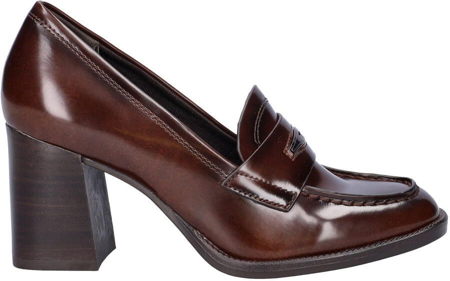 Tamaris lakleren pumps met blokhak bruin