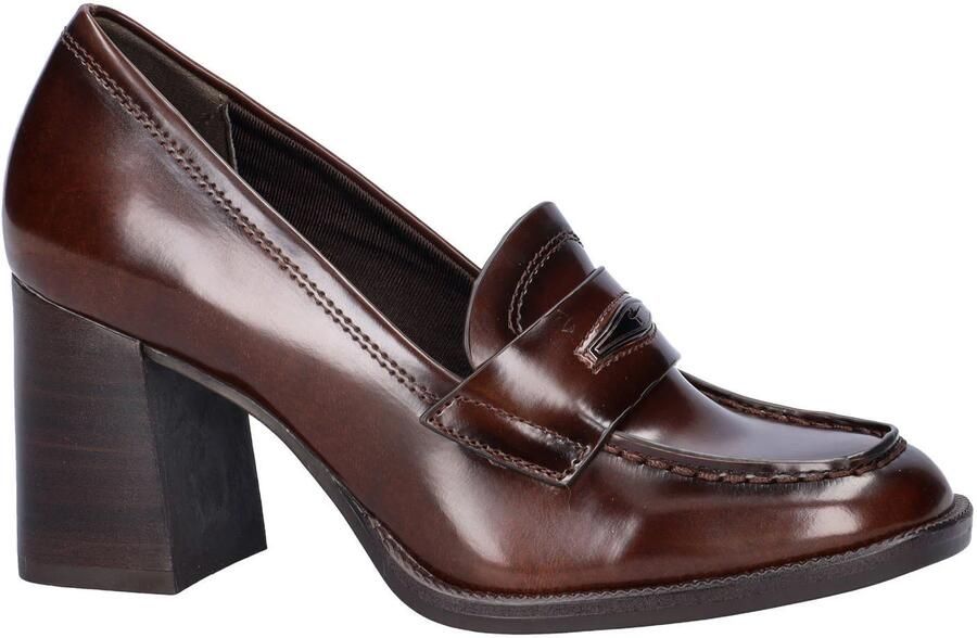 Tamaris lakleren pumps met blokhak bruin - Foto 2