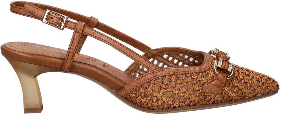 Tamaris leren slingback pumps met hak cognac