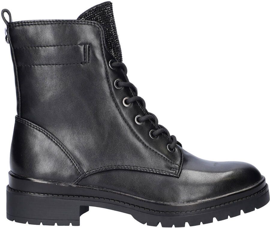 Tamaris leren veterboots zwart