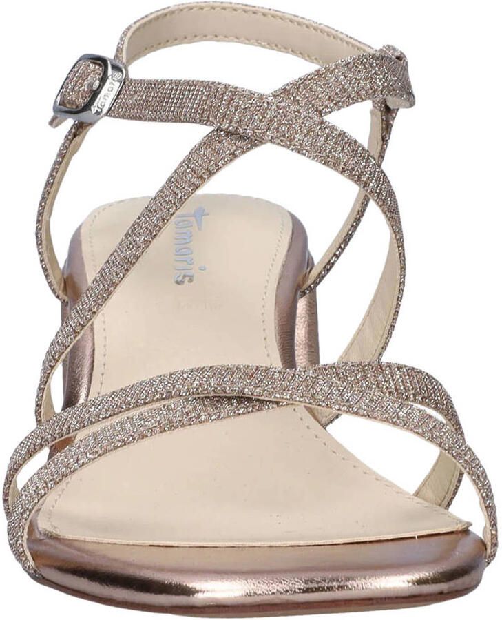 Tamaris Paola imitatieleren sandalen met blokhak en glitters rosé - Foto 2