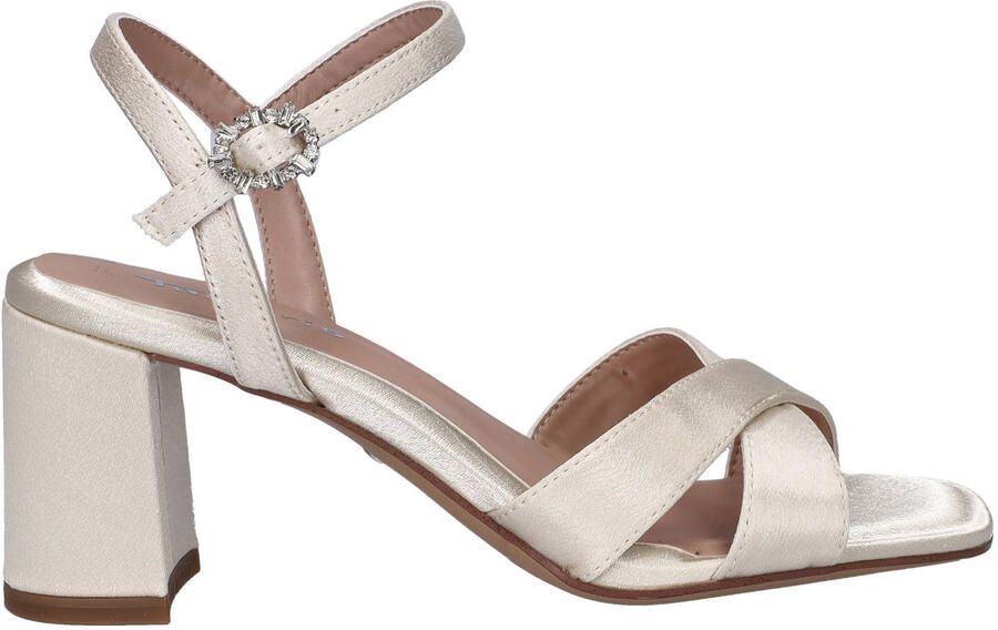 Tamaris sandalen met blokhak ecru