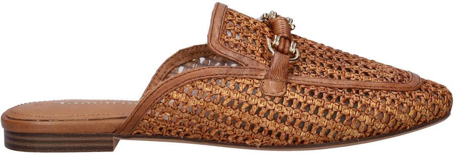 Tamaris slippers met siergesp cognac