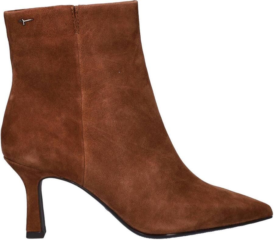 Tamaris suède enkellaarzen met hak cognac