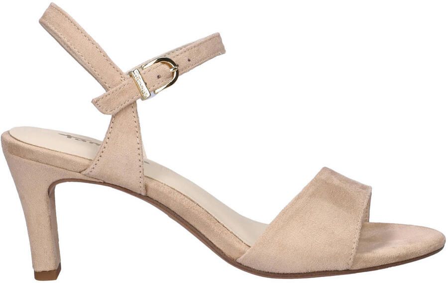 Tamaris suède sandalen met hak beige