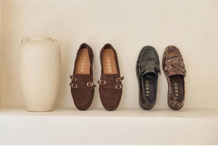 Tango Anica 3-a leren loafers met dierenprint bruin - Foto 2