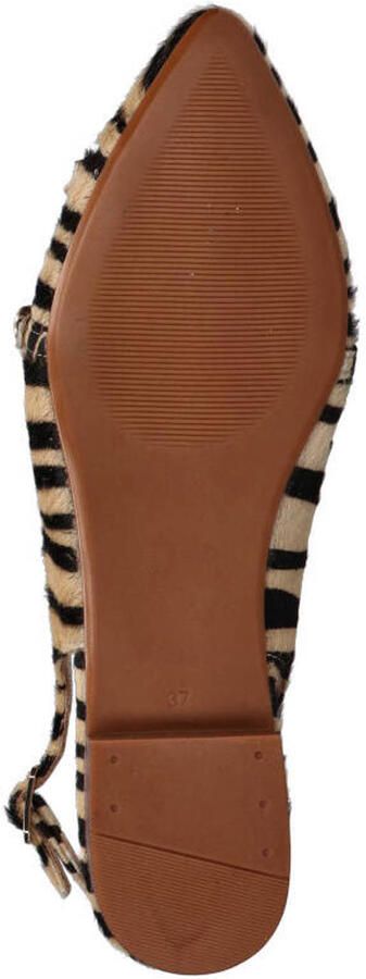 Tango Duna 4 m leren slingback loafers met ponyhair en zebraprint beige zwart - Foto 3