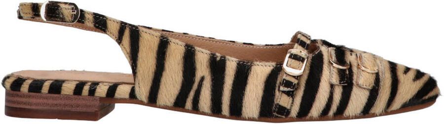 Tango Duna 4 m leren slingback loafers met ponyhair en zebraprint beige zwart