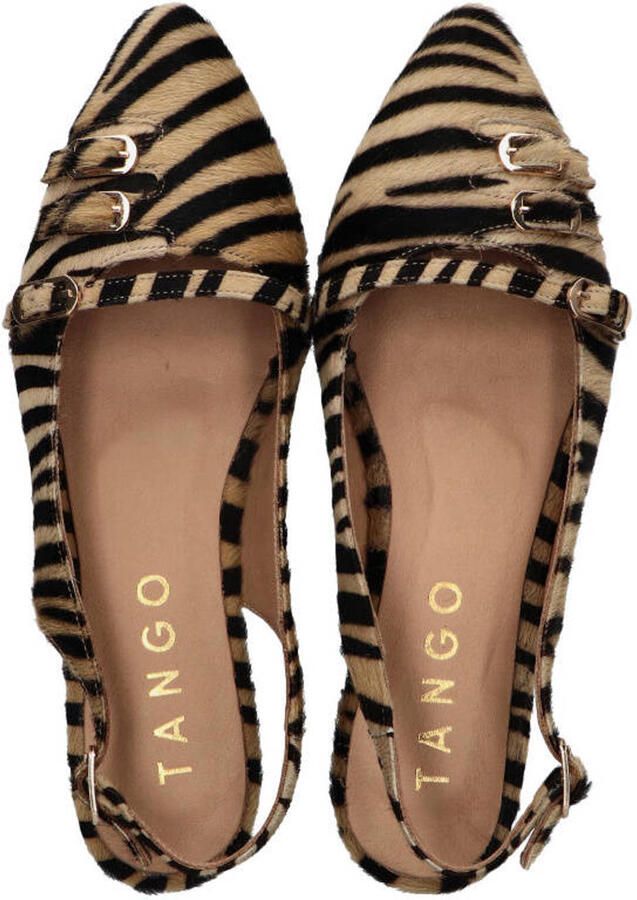Tango Duna 4 m leren slingback loafers met ponyhair en zebraprint beige zwart - Foto 2