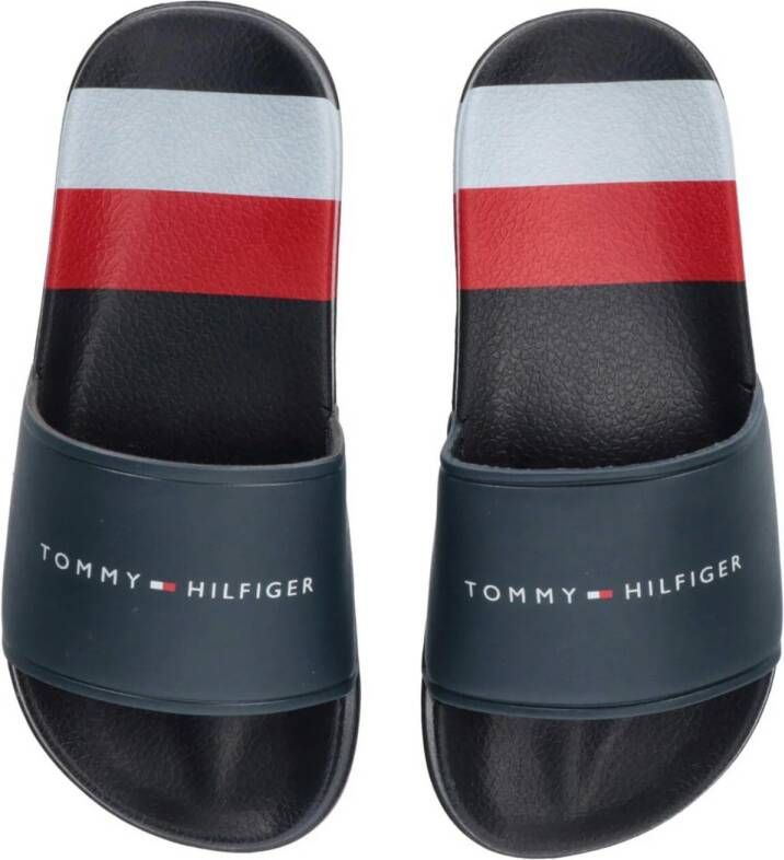Tommy Hilfiger badslippers donkerblauw Rubber Logo 30