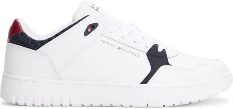 Tommy Hilfiger Basket core leren sneakers wit donkerblauw