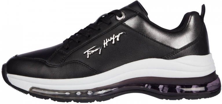 Tommy Hilfiger City Air Runner Metallic leren sneakers zwart zilver