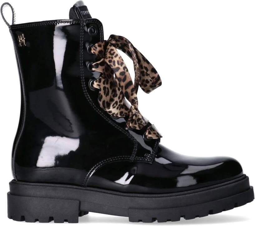Tommy Hilfiger lak veterboots zwart