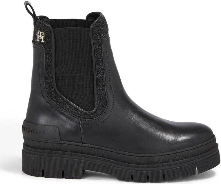 Tommy Hilfiger leren chelseaboots zwart