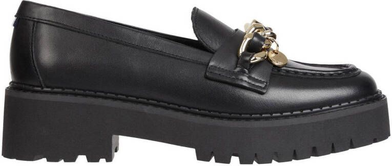 Tommy Hilfiger Pennyloafers in leer met labeldetail model 'CHAIN CHUNKY'