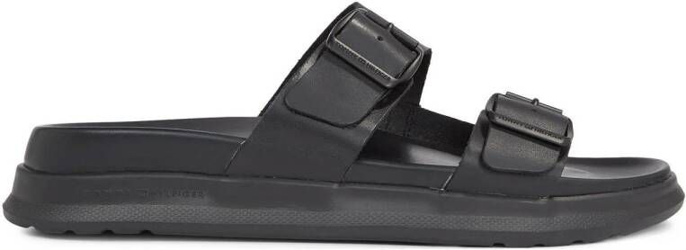 Tommy Hilfiger leren slippers zwart