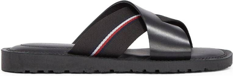 Tommy Hilfiger leren slippers zwart