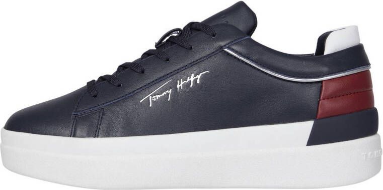 Tommy Hilfiger Plateausneakers TH FEMININE LEATHER SNEAKER met contrastbeleg