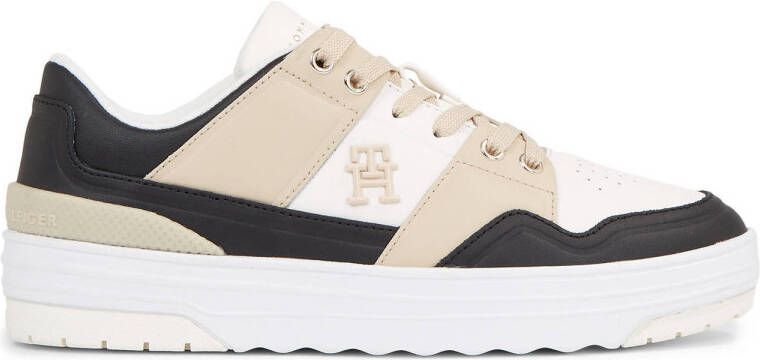 Tommy Hilfiger Leren Logo Relief Sneakers Beige Heren