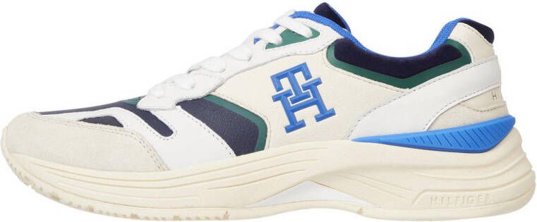 Tommy Hilfiger Modern preppy runner leren sneakers wit blauw