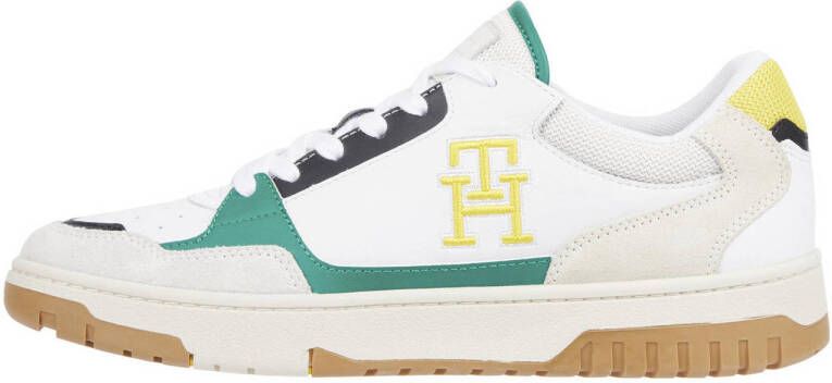 Tommy Hilfiger leren sneakers wit geel groen