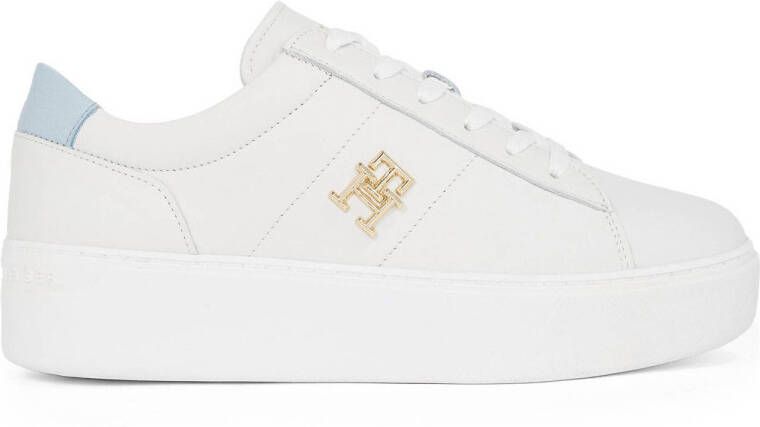Tommy Hilfiger leren sneakers wit lichtblauw