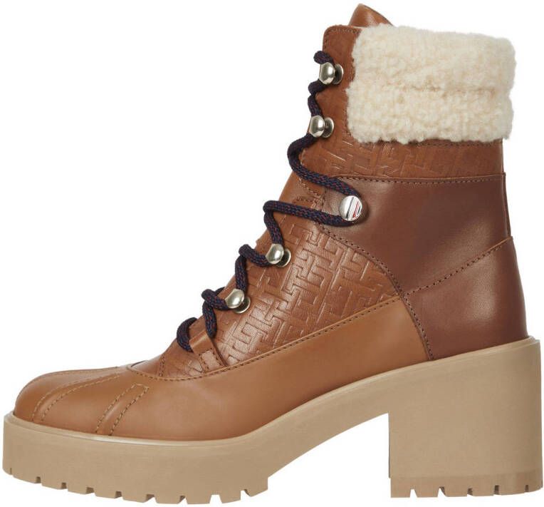 Tommy Hilfiger leren veterboots cognac