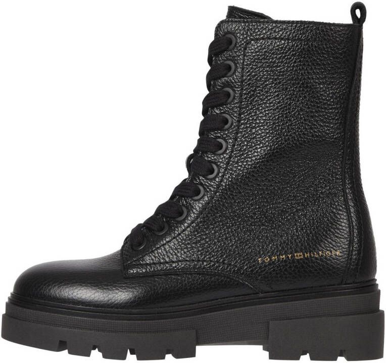 Tommy Hilfiger leren veterboots zwart