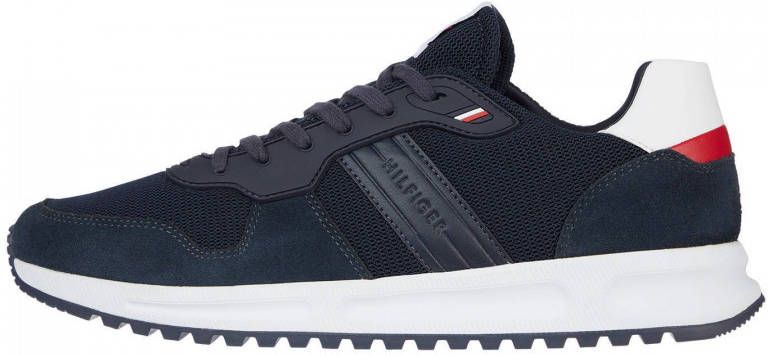 Tommy Hilfiger Modern Corporate Mix Runner suède sneakers donkerblauw