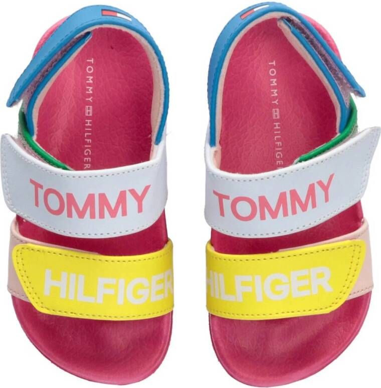 Tommy Hilfiger sandalen wit roze geel Meisjes Imitatieleer Meerkleurig 22