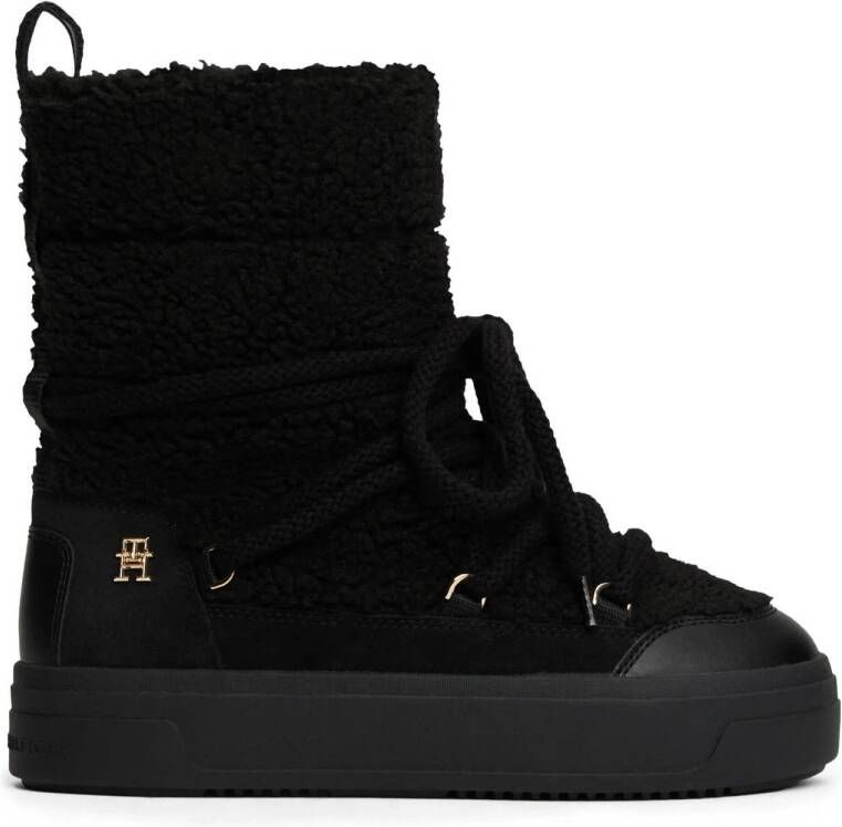 TOMMY HILFIGER Snowboots Dames Lace-up Snowboot Maat: 41 Materiaal: Teddy Kleur: Zwart - Foto 2