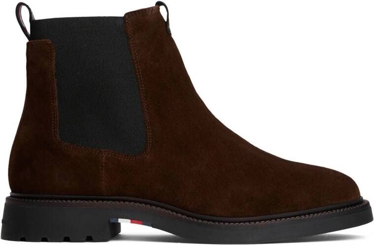 Tommy Hilfiger suède chelsea boots donkerbruin