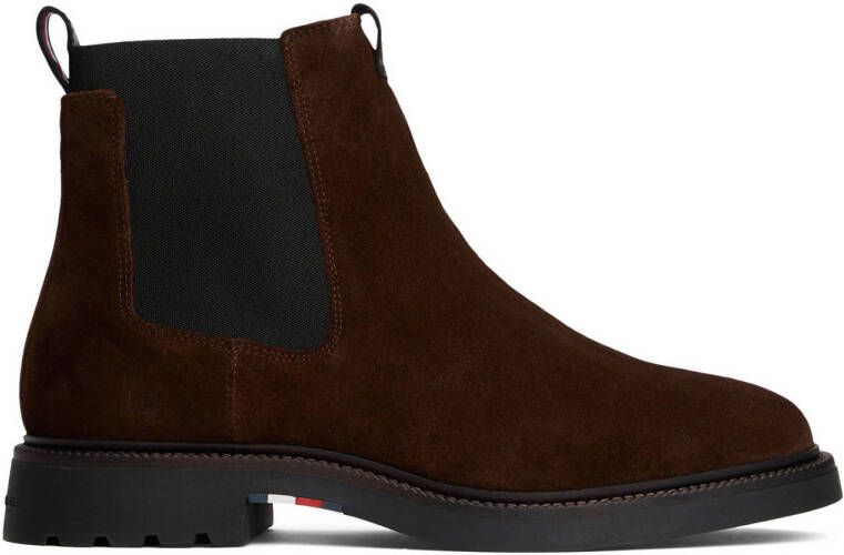 Tommy Hilfiger suède chelsea boots donkerbruin