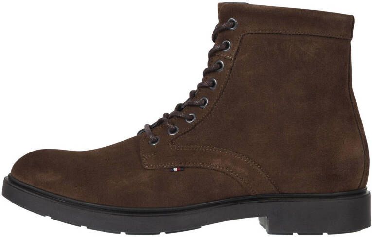 Tommy Hilfiger suède veterboots donkerbruin