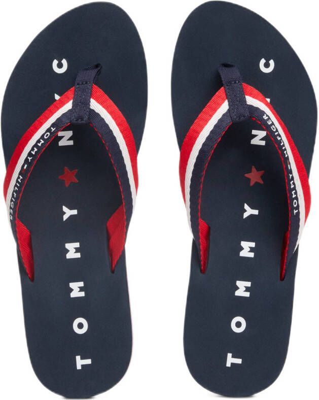 Tommy Hilfiger Teenslippers TOMMY LOVES NY BEACH SANDAL zomerschoen slippers poolslides met logo op de loopzool