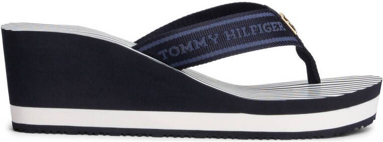 Tommy Hilfiger Dianets TH STRIPES WEDGE BEACH SANDAL teenslippers zomerschoen met gestreepte binnenzool
