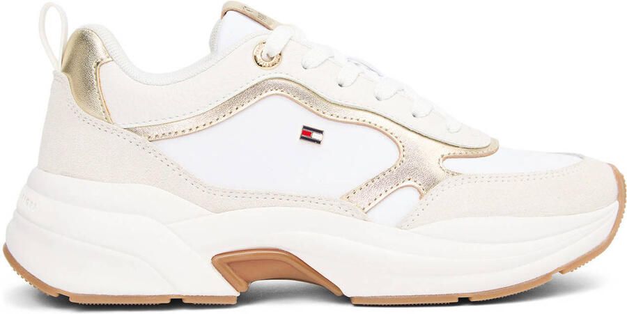 Tommy Hilfiger chunky leren sneakers wit goud