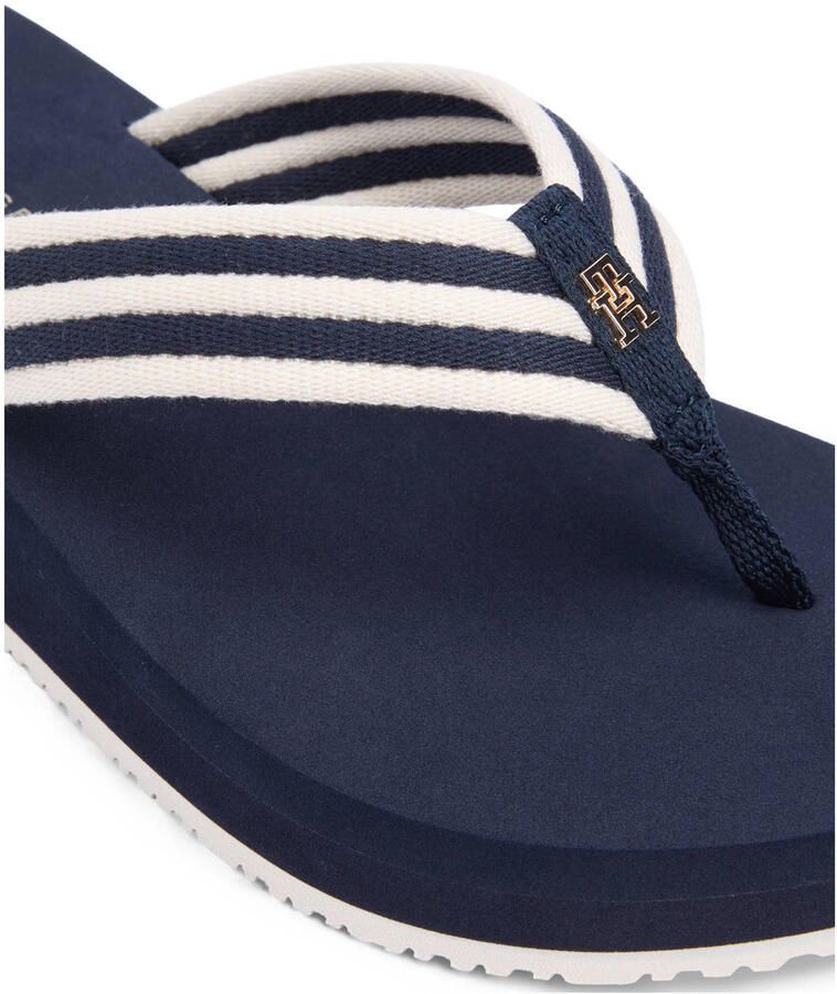 Tommy Hilfiger gestreepte teenslippers donkerblauw - Foto 2